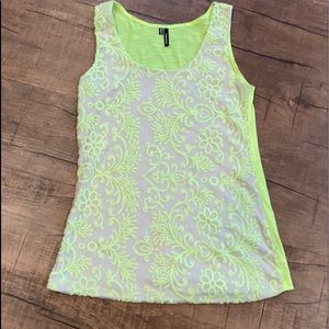 Neon yellow lace tank